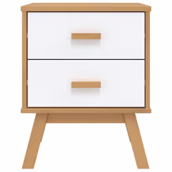 vidaXL Bedside Cabinet Nightstand Bed Table White and Brown Solid Wood Pine - Additional view 6