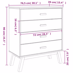 vidaXL Drawer Cabinet Drawer Chest File Cabinet Grey and Brown Solid Wood Pine