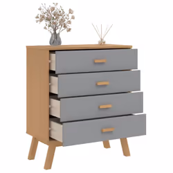 vidaXL Drawer Cabinet Drawer Chest File Cabinet Grey and Brown Solid Wood Pine - Additional view 4