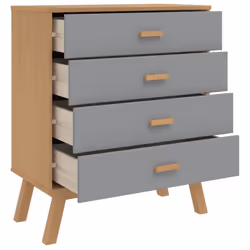 vidaXL Drawer Cabinet Drawer Chest File Cabinet Grey and Brown Solid Wood Pine - Additional view 5