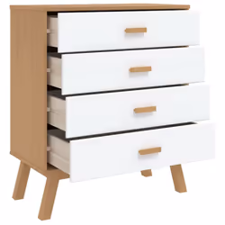 vidaXL Drawer Cabinet Office File Cabinet White and Brown Solid Wood Pine - Additional view 5