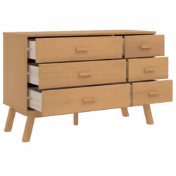 vidaXL Drawer Cabinet Office Drawer Chest File Cabinet Brown Solid Wood Pine - Additional view 5