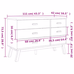 vidaXL Drawer Cabinet Drawer Chest File Cabinet Grey and Brown Solid Wood Pine