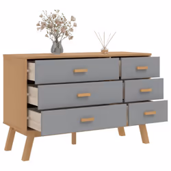 vidaXL Drawer Cabinet Drawer Chest File Cabinet Grey and Brown Solid Wood Pine - Additional view 4