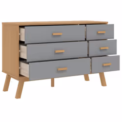 vidaXL Drawer Cabinet Drawer Chest File Cabinet Grey and Brown Solid Wood Pine - Additional view 5