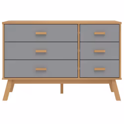 vidaXL Drawer Cabinet Drawer Chest File Cabinet Grey and Brown Solid Wood Pine - Additional view 6