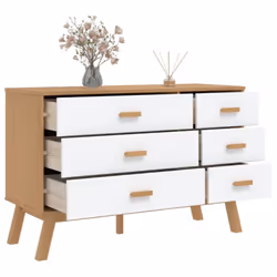 vidaXL Drawer Cabinet Office File Cabinet White and Brown Solid Wood Pine - Additional view 4