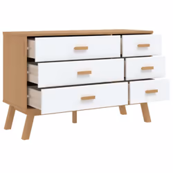 vidaXL Drawer Cabinet Office File Cabinet White and Brown Solid Wood Pine - Additional view 5