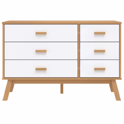 vidaXL Drawer Cabinet Office File Cabinet White and Brown Solid Wood Pine - Additional view 6