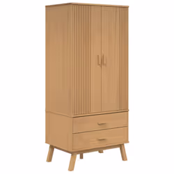 vidaXL Wardrobe Closet Clothes Storage Cabinet Cupboard Brown Solid Wood Pine