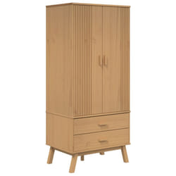 vidaXL Wardrobe Closet Clothes Storage Cabinet Cupboard Brown Solid Wood Pine