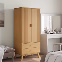 vidaXL Wardrobe Closet Clothes Storage Cabinet Cupboard Brown Solid Wood Pine