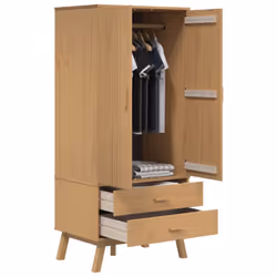 vidaXL Wardrobe Closet Clothes Storage Cabinet Cupboard Brown Solid Wood Pine - Additional view 4