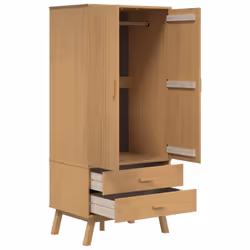 vidaXL Wardrobe Closet Clothes Storage Cabinet Cupboard Brown Solid Wood Pine - Additional view 5