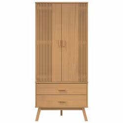 vidaXL Wardrobe Closet Clothes Storage Cabinet Cupboard Brown Solid Wood Pine - Additional view 6