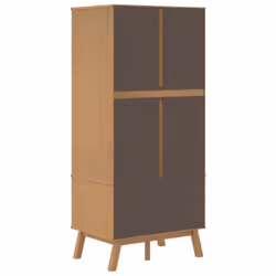 vidaXL Wardrobe Closet Clothes Storage Cabinet Grey and Brown Solid Wood Pine - Additional view 8
