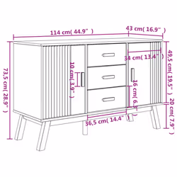 vidaXL Sideboard Storage Cupboard Highboard Side Cabinet Brown Solid Wood Pine