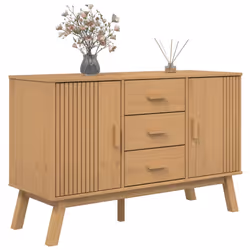 vidaXL Sideboard Storage Cupboard Highboard Side Cabinet Brown Solid Wood Pine - Additional view 4