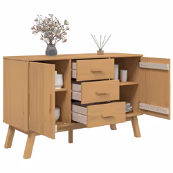 vidaXL Sideboard Storage Cupboard Highboard Side Cabinet Brown Solid Wood Pine - Additional view 5