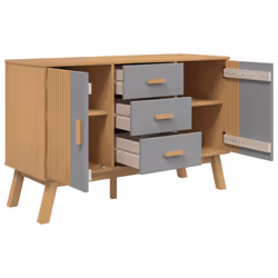 vidaXL Sideboard Cupboard Highboard Cabinet Grey and Brown Solid Wood Pine - Additional view 6