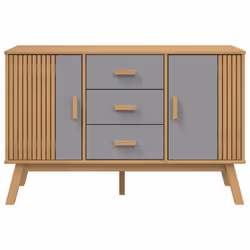 vidaXL Sideboard Cupboard Highboard Cabinet Grey and Brown Solid Wood Pine - Additional view 7