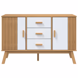 vidaXL Sideboard Cupboard Highboard Cabinet White and Brown Solid Wood Pine - Additional view 7