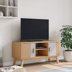 vidaXL TV Cabinet Sideboard TV Stand TV Unit Grey and Brown Solid Wood Pine