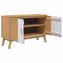 vidaXL Sideboard Cupboard Highboard Cabinet White and Brown Solid Wood Pine - Additional view 6