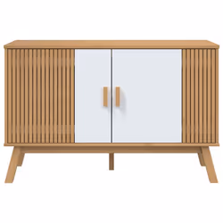 vidaXL Sideboard Cupboard Highboard Cabinet White and Brown Solid Wood Pine - Additional view 7
