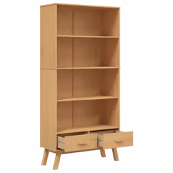vidaXL Bookcase 4-Tier Bookshelf Storage Side Cabinet Brown Solid Wood Pine - Additional view 5