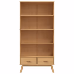 vidaXL Bookcase 4-Tier Bookshelf Storage Side Cabinet Brown Solid Wood Pine - Additional view 6