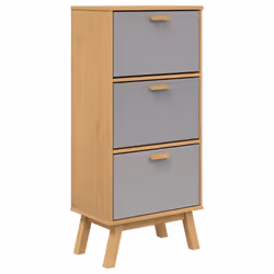 vidaXL Shoe Cabinet Shoe Storage Shelf Rack Grey and Brown Solid Wood Pine