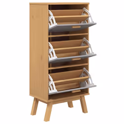 vidaXL Shoe Cabinet Shoe Storage Shelf Rack Grey and Brown Solid Wood Pine