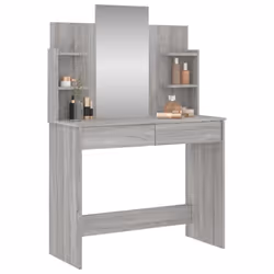 vidaXL Dressing Table with Mirror Dressing Room Cosmetic Table Vanity Table - grey sonoma - Additional view 2