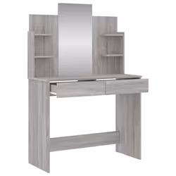 vidaXL Dressing Table with Mirror Dressing Room Cosmetic Table Vanity Table - grey sonoma - Additional view 4