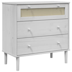 vidaXL Drawer Cabinet File Drawer Chest SENJA Rattan Look Solid Wood Pine - white