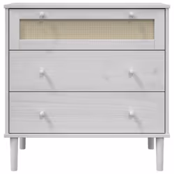 vidaXL Drawer Cabinet File Drawer Chest SENJA Rattan Look Solid Wood Pine - white - Additional view 4