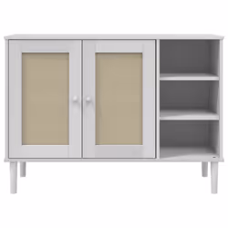 vidaXL Sideboard Cupboard Highboard SENJA Rattan Look White Solid Wood Pine - white - Additional view 4