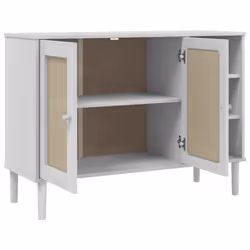 vidaXL Sideboard Cupboard Highboard SENJA Rattan Look White Solid Wood Pine - white - Additional view 5