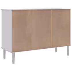 vidaXL Sideboard Cupboard Highboard SENJA Rattan Look White Solid Wood Pine - white - Additional view 7