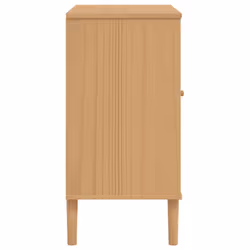 vidaXL Sideboard Cupboard Highboard SENJA Rattan Look Black Solid Wood Pine - brown - Additional view 6