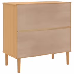 vidaXL Sideboard Cupboard Highboard SENJA Rattan Look Black Solid Wood Pine - brown - Additional view 7
