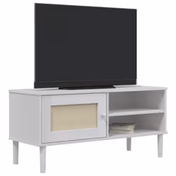 vidaXL TV Cabinet TV Unit TV Stand Cabinet SENJA Rattan Look Solid Wood Pine - white - Additional view 2