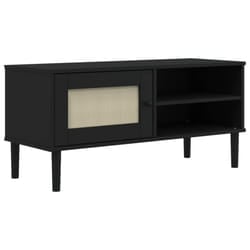 vidaXL TV Cabinet TV Unit TV Stand Cabinet SENJA Rattan Look Solid Wood Pine - black