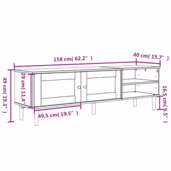 vidaXL TV Cabinet TV Unit TV Stand SENJA Rattan Look Brown Solid Wood Pine - white