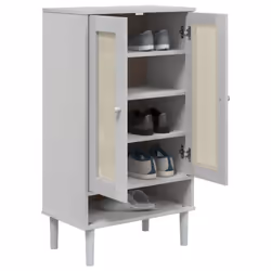 vidaXL Shoe Cabinet Shoe Storage Shelf Cupboard SENJA Rattan Look Solid Wood - white - Additional view 2