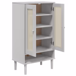 vidaXL Shoe Cabinet Shoe Storage Shelf Cupboard SENJA Rattan Look Solid Wood - white - Additional view 4