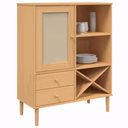 vidaXL Highboard Sideboard Cupboard SENJA Rattan Look White Solid Wood Pine - brown - Additional view 2