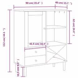 vidaXL Highboard Sideboard Cupboard SENJA Rattan Look White Solid Wood Pine - brown - Additional view 3