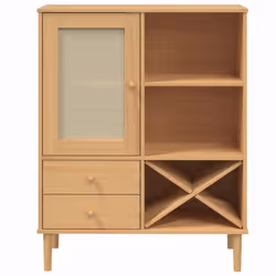 vidaXL Highboard Sideboard Cupboard SENJA Rattan Look White Solid Wood Pine - brown - Additional view 4